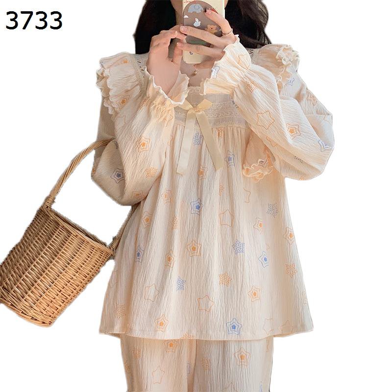 パジャマ 寝巻き レディース 蝶?び リボン フリル レース ルームウェア 果物柄 部屋着 セットアップ ナイトウェア 長袖 ロングパンツ 春秋服 ペアパジャマ 柔らかい 柔軟 森ガール 贈り物