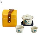 茶具セット 陶器 花柄 竹柄 4点セット 旅行ティーセット 湯呑みセット 蓋つき カップ ティーポット ティーカップ ガイワン 玉露 ほうじ茶 工芸茶 上品 中...