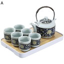 陶器湯呑みセット 急須 花柄 6客セット ティーセット 湯呑みセット 茶器 茶台 陶磁器 茶入 茶漏れ 軽量茶器 中華風 おしゃれ エレガント 旅行 お出かけ用...