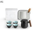 湯呑みセット 旅行ティーセット 5点セット コンパクト 携帯型 ティーセット パッチワーク 1ポット 茶漉し 陶器製 ポータブル 中国茶セット 持ち運び便利 耐...