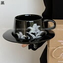 カップ ソーサー セット ユリ 花柄 ティー コーヒーカップ 手描き スプーン付き セラミック 食器セット 電子レンジ対応 食洗機対応 マグカップ ラテカップ ...