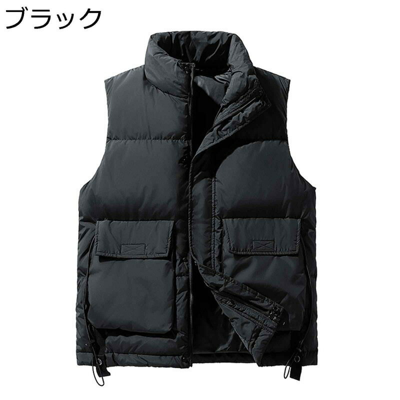 冬用ベスト メンズ ダウンベスト 80％ダウン ビッグサイズ 秋冬 厚手 防寒着 ゆったり 保温 無地 立ち襟 ビックポケット タブル留め具 暖かい カジュアル チョッキ 冬服 日常 旅行