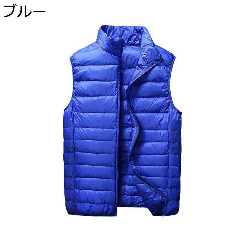 ダウンベスト メンズ 秋冬春 無地 ベスト フェザー ウルトラライト 防風 防寒 保温ベスト チョッキ ジ..
