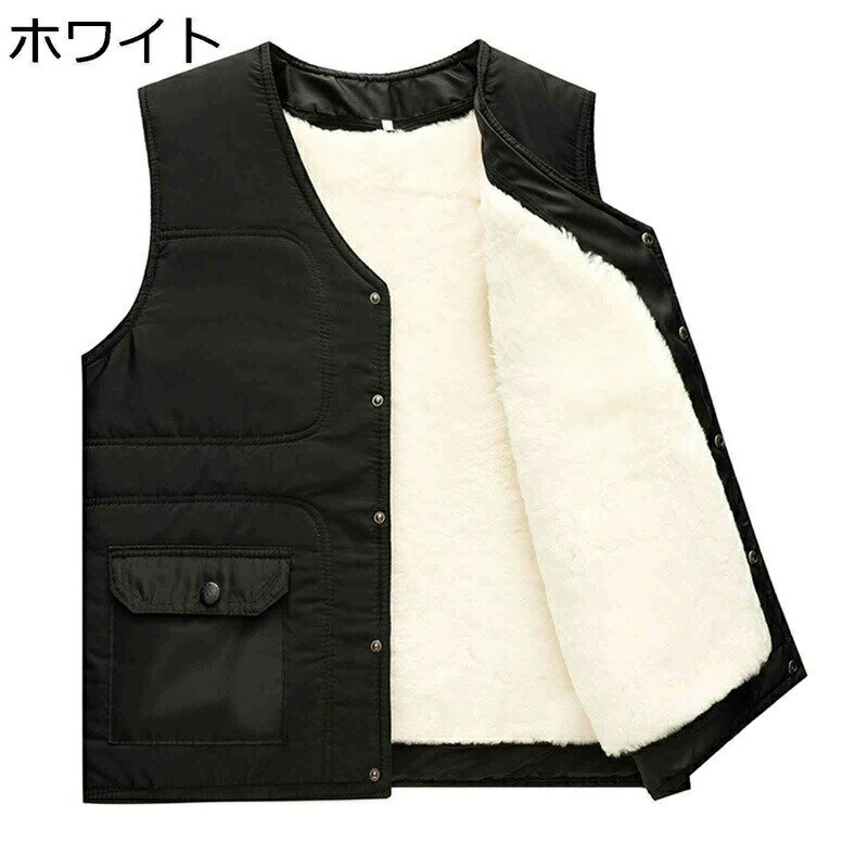 楽天kcreate秋冬 ウールベスト メンズ ムートンベスト アウター Vネック 防風 あったか 厚手 ラムフリース 防寒着 ノースリーブ チョッキ ジレ 取外せるライナー 大きいサイズ カジュアル ビジネス アウトドア ライダース
