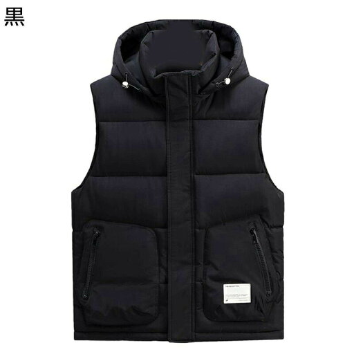 メンズ ベスト ウィンターベスト フード付き 兜布口袋 ラージポケット 無袖 中綿入れ 保温 雪対策 厚い 柔らかい 撥水 ジレ アウトドア 上着 トップス 日常 普段用 オシャレ シンプル 秋 冬