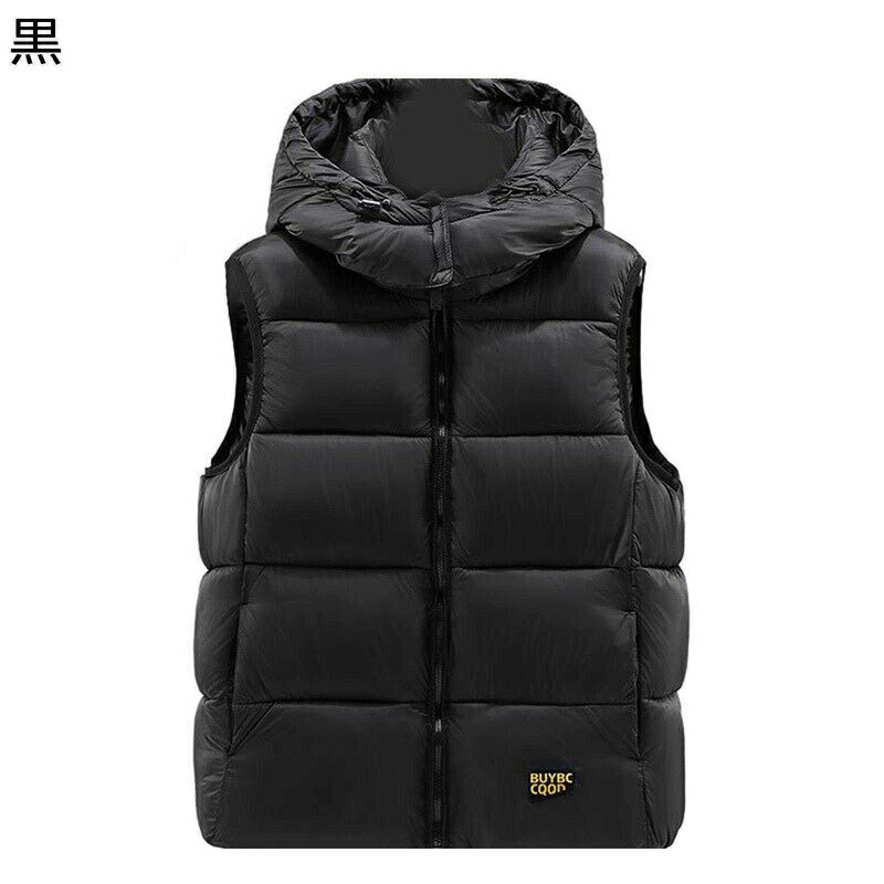 ダウンコットンベスト メンズ フード着脱可 大きいサイズ ジップアップ 綿入れ ベスト チョッキ 袖なし あったか アウター 秋冬 やわら..