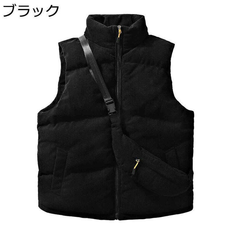 冬用ベスト コーデュロイベスト メンズ ダウンコットンベスト ビッグサイズ ショルダーバッグ付き 秋冬 厚手 ゆったり 防寒 保温性 カップル あったかい カジュアル チョッキ 冬物 通勤 通学
