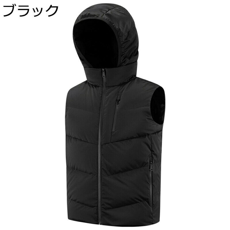 ベスト メンズ ダウンベスト 冬用ベスト 80%ダウン ビッグサイズ フード着脱 あたたかい 秋冬 薄手 防寒性 保温性 カジュアル チョッキ 袖なしダウンジャケット 冬服 日常 旅行