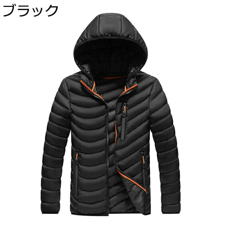 中綿ジャケット メンズ ダウンコットンジャケット キルティング フード着脱 無地 薄手 軽量 秋冬 暖か..