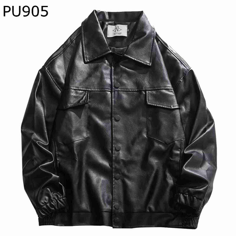フェイクレザーコート PU皮ジャン メンズ アウター 長袖 ルース ジッパー 秋コート 折り襟 光沢あり ライダース 防寒 防風 クール ライトジャケット 春秋冬 ブルゾン シャツジャケット