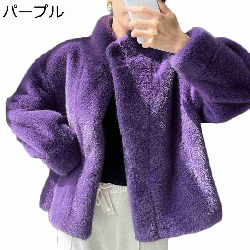 楽天市場】ファー コート（カラーパープル）（メンズファッション）の通販