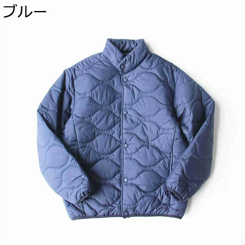 キルティング ブルゾン メンズ ダウンジャケット 中綿コート ステンカラー 長袖 スナップ ショート S〜2XL 立ち襟 ゆったり 防寒ウェア 防寒着 アウター 冬服 コート 秋冬 暖かい ふわふわ