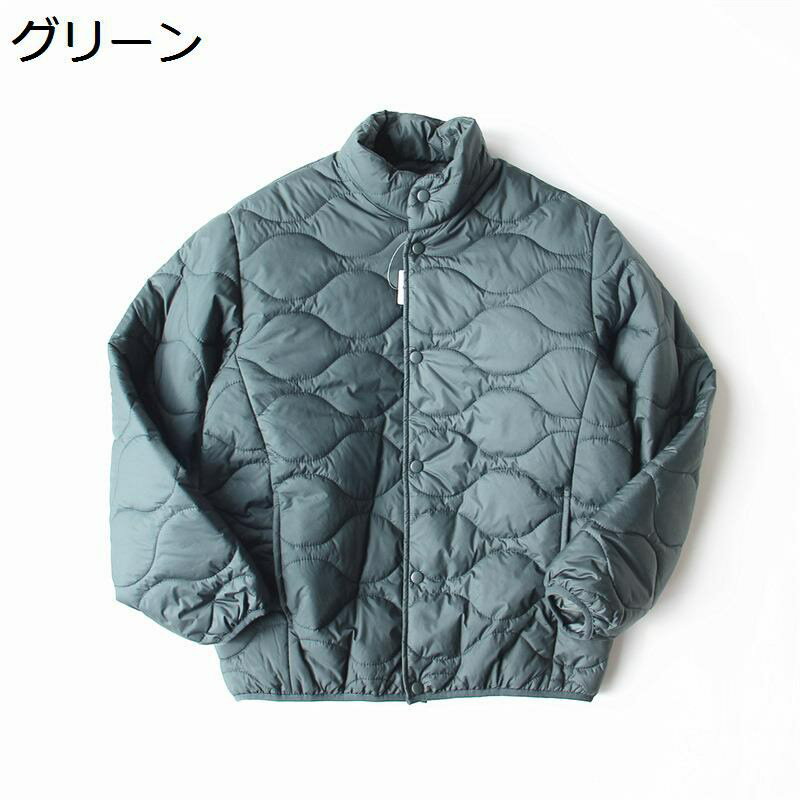 キルティング ブルゾン メンズ ダウンジャケット 中綿コート ステンカラー 長袖 スナップ ショート S〜2XL 立ち襟 ゆったり 防寒ウェア 防寒着 アウター 冬服 コート 秋冬 暖かい ふわふわ