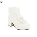 ショートブーツ ロリータ風 レディース 子供 ブーティ ハイヒール5.5cm 大きいサイズ ファー リボン 可愛い 姫系 エレガント 細見え 女性 撥水 キレイめ サイドジッパー 大きいサイズ 秋靴 冬靴