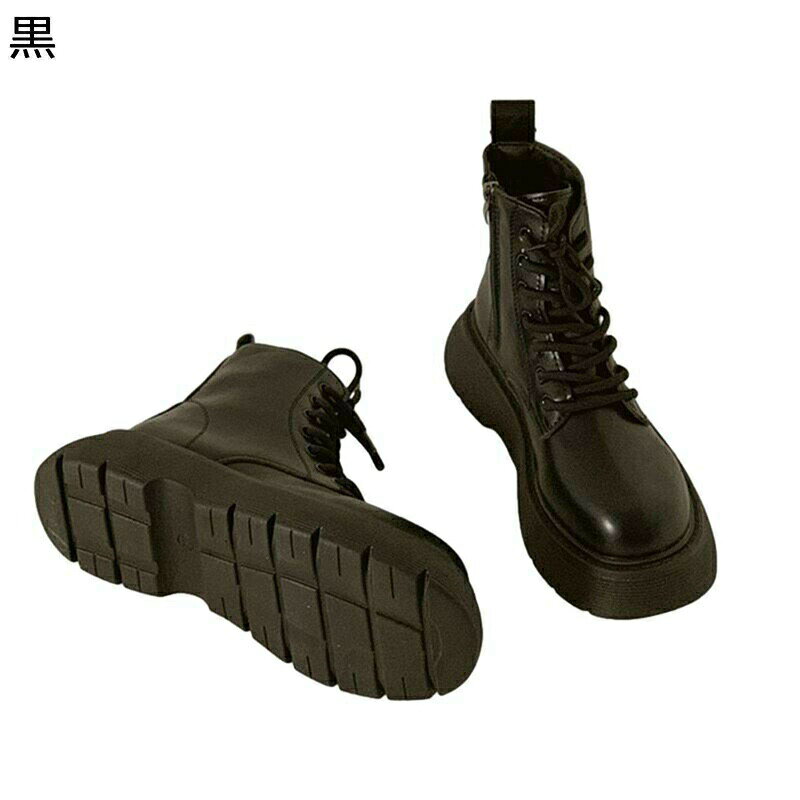 ショートブーツ ジョッキーブーツ 短め レディース ジッパー ミドルヒール 粗いかかと プラットフォー..