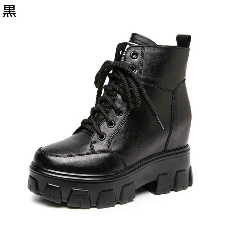 ショートブーツ レースアップ レザー 本革 インヒール レディース 厚底 カジュアルブーツ 短靴 ファスナー ミドルヒール 太ヒール ラウンドトゥ 秋 冬 美脚 滑らない やわらか 普段使い