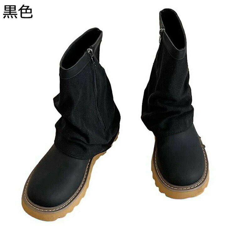 ウエスタンブーツ 厚底 ショートブーツ レディース くしゅくしゅ サイドジップ 袴ブーツ 合成皮革 細見え 折り返し 秋冬春 歩きやすい クラシック アメカジ 防滑 ソフト ゆったり 乗馬 バイク用 フェス