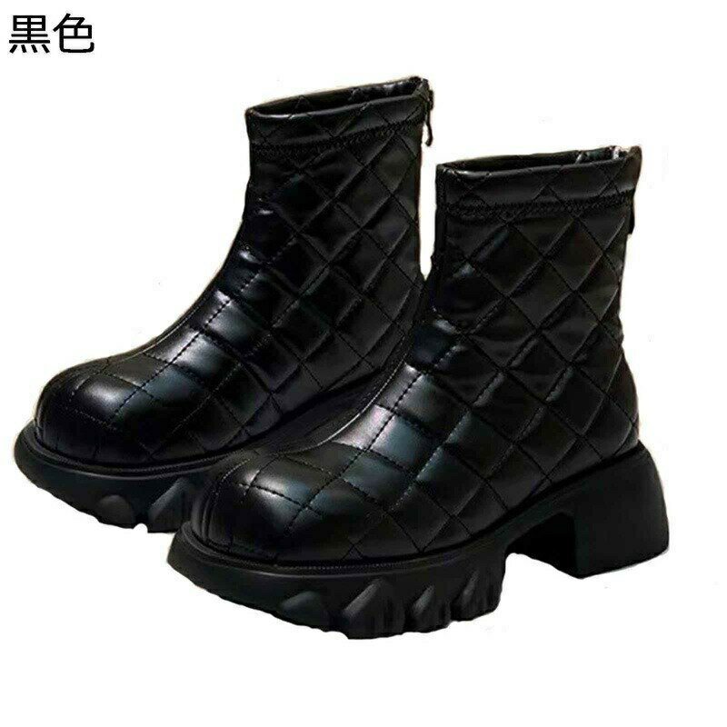 ショートブーツ 厚底 キルティング加工 バックジップ レディース ダウン 防寒 ブーティ 足細 安定感 おしゃれ 疲れにくい 短靴 フェミニン セクシー 秋冬 ソフト 防滑 ゆったり 通勤通学 OL デート