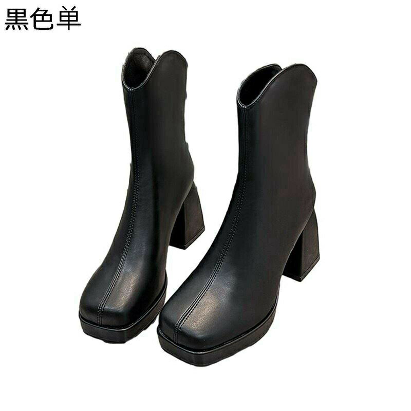 ショートブーツ レディース アンクルブーツ 合成皮革 vカット バックジップ スクエアトゥ 足細 安定感 疲れない 太めヒール 短靴 フェミニン セクシー 秋用 滑り止め 大きいサイズ 通勤通学 OL デート