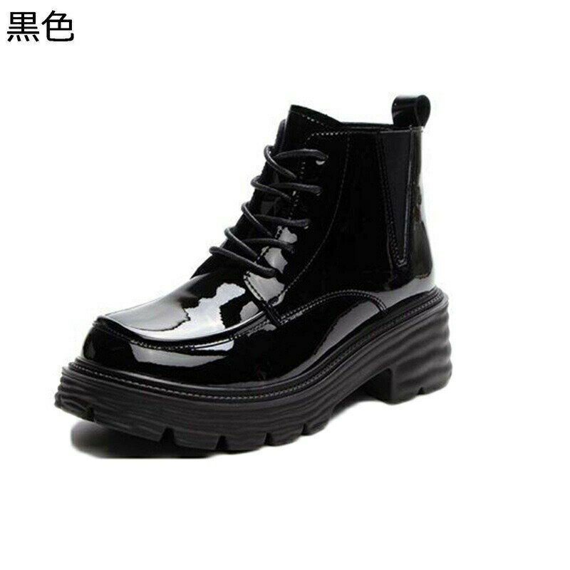 ショートブーツ レディース アンクルブーツ エナメル レースアップ ツヤ感 痩せ効果 軽量 歩きやすい 大人 幅広 短靴 フェミニン 厚底 カジュアル 秋用 滑り止め 小さいサイズ 通勤通学 お出かけ デート