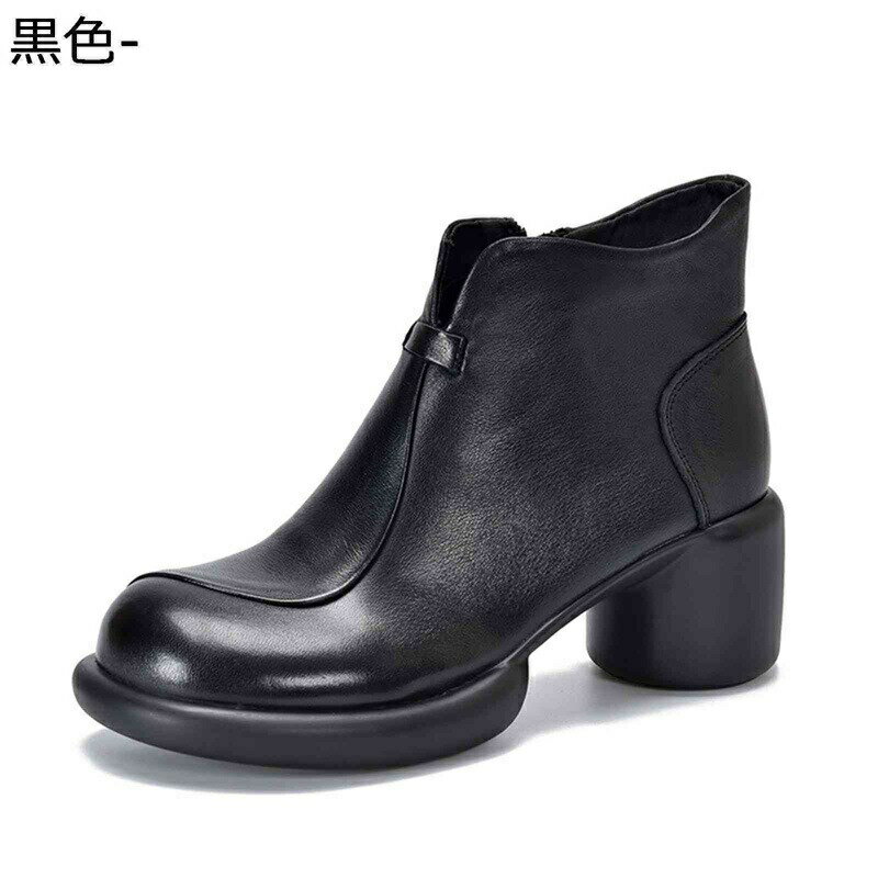 本革 ショートブーツ レディース 袴用ブーツ 秋冬春 サイドジップ 細身 丸めヒール 着脱簡単 防滑 ゴムソール 疲れない 柔らかい 韓国 クラシック アメカジ 短靴 大きい パーティ ストリート デート