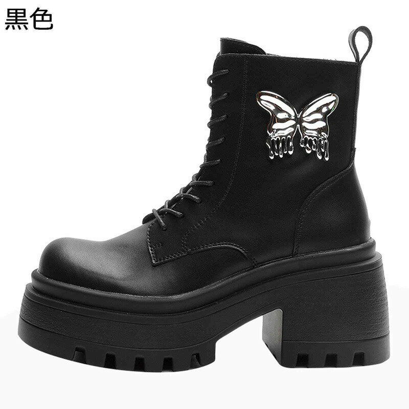 ジョッキーブーツ ショートブーツ 厚底 レディース 編み上げ 蝶 袴用ブーツ 秋冬 合皮 足細 細身 太めヒール 滑り止め 疲れない 柔らかい 韓国 クラシック アメカジ 短靴 ゆったり 乗馬 バイク用 フェス