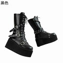 ロングブーツ 厚底 レディース 乗馬ブーツ スタッズ 膝下 ミドル丈 PU 足細 編み上げ パンク ストラップ サイドジップ 痛くない 韓国 アメカジ 秋冬春 防水防滑 大きいサイズ イベント カジュアル 原宿