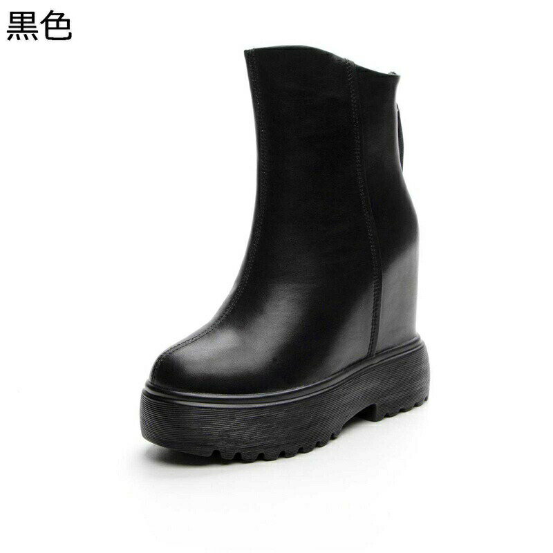 ショートブーツ レディース アンクルブーツ 厚底 11cmアップ レザー 足細 ウェッジソール 着脱簡単 疲れない 柔らかい 短靴 韓国 アメカジ 秋用 防水 防滑 大きめ ゆったり 通勤 パーティ ストリート