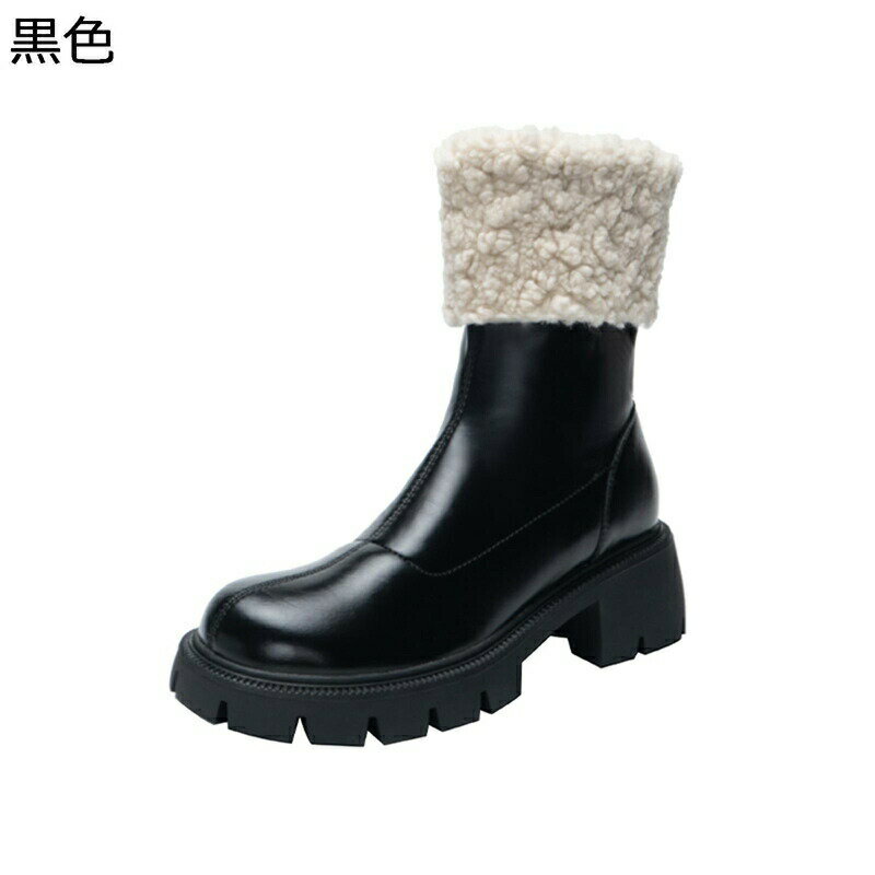 ショートブーツ レディース スノーブーツ 合成皮革 足細 フリース 折り返し 厚底 細身 着脱簡単 疲れない 柔らかい 韓国 アメカジ 秋用 防水 防滑 防寒保温 バックジップ カジュアル アウトドア 旅行