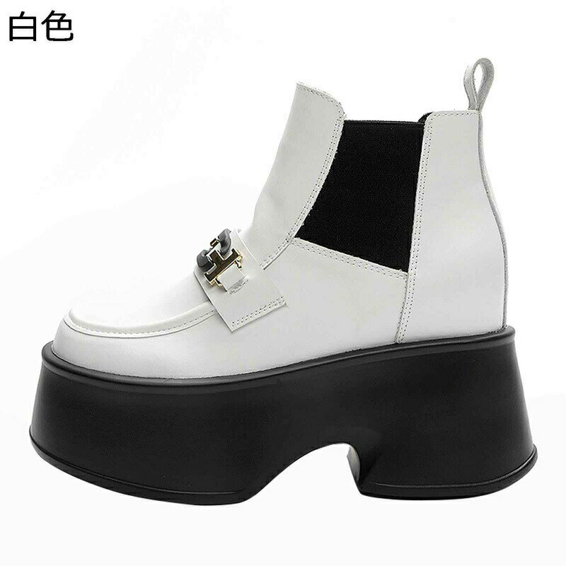 レディース アンクル丈 ショートブーツ 短靴 厚底 サイドゴア インヒール ビット金具 チェルシーブーツ 革靴 ミドル丈 防水 細身 美脚 秋用 疲れない 防滑 フィット 韓国 パーティ ストリート デート