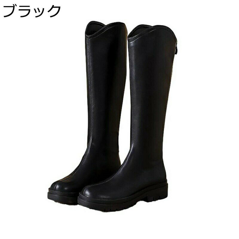 大きいサイズ ブーツ レディース オーバーニーブーツ ロング丈 ストレッチブーツ 高筒 ラウンドトゥ ローヒール ブロックヒール 3CMヒール バックジップ オーバーサイズ 秋冬 オフィス