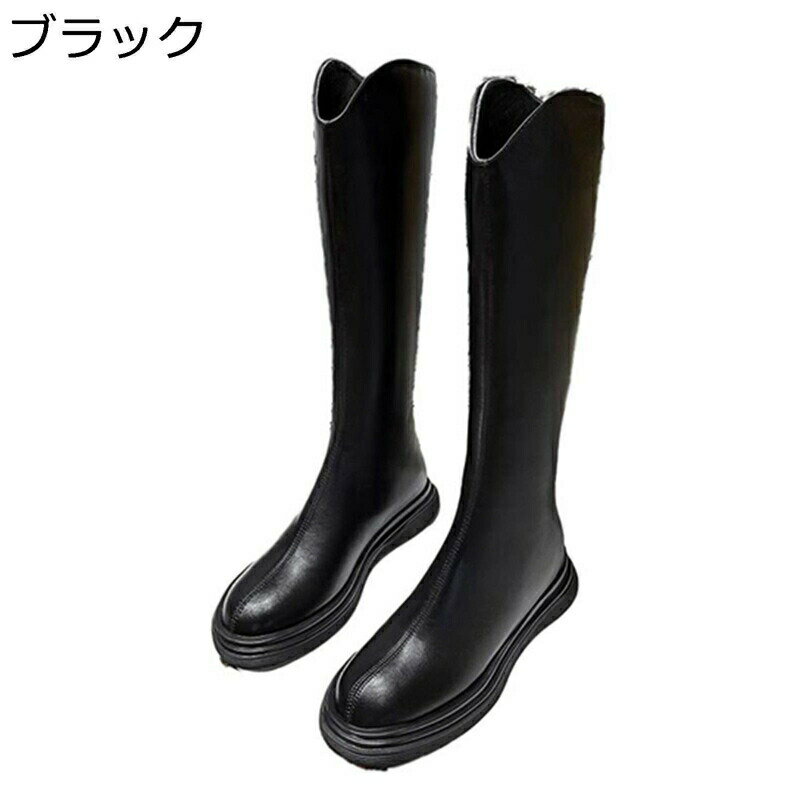 ニーハイブーツ レディース ロング丈 ブーツ ローヒール 厚底 ラウンドトゥ ヒール：3CM 長靴 ヴィンテージ 長ブーツ 秋冬 カジュアル 滑り止め 美脚 細見え ゆったり サイハイブーツ 高筒