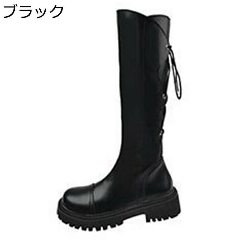 レースアップ ロングブーツ レディース 長ブーツ カジュアル 編み上げブーツ ロングブーツ 膝丈 ストレッチ 美脚 カジュアル ローヒール ジョッキーブーツ ヴィンテージ ラウンドトゥ 軽量