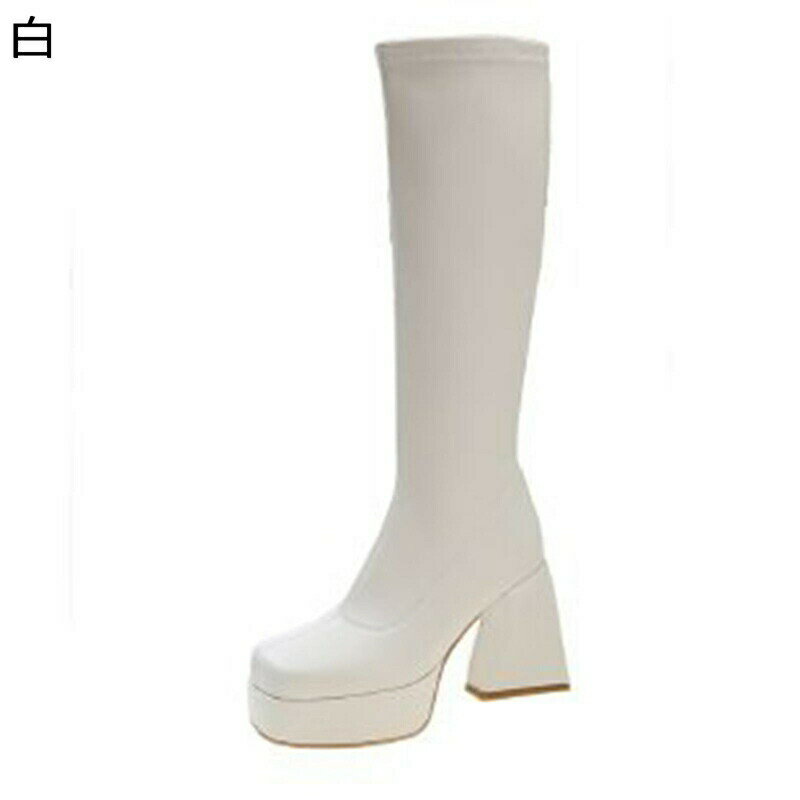 ロングブーツ ハイヒール 太ヒール レディース 秋冬靴 ハイヒール 防水台 セクシー 撥水 長ブーツ ストレッチブーツ レインシューズ 雨靴 カジュアル ファッション 滑り止め きれいめ 軽量