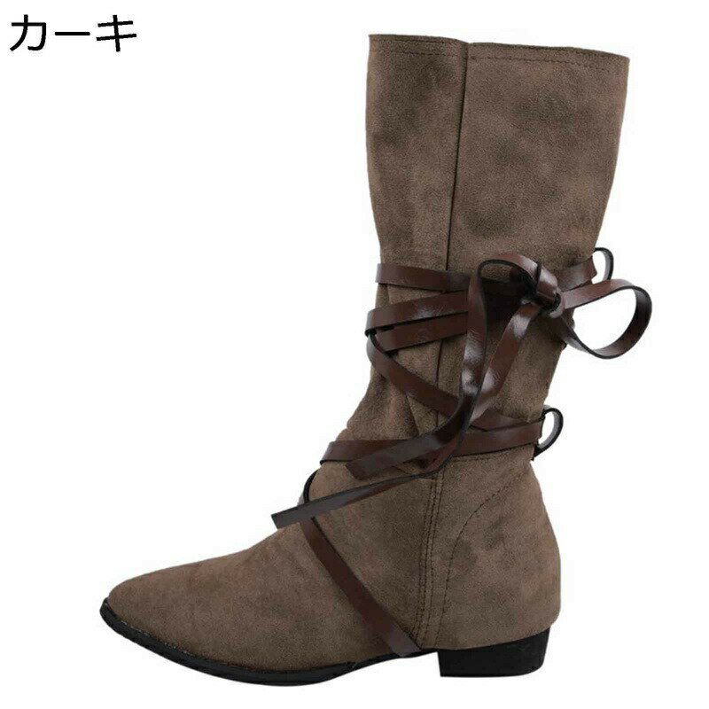 エンジニアブーツ スエット 騎士ブーツ レディース ジョッキーブーツ ヴィンテージ ゆったり ベルト 大きいサイズ カジュアル ポインテッドトゥ ローヒール 無地 おしゃれ ロングブーツ ミドル