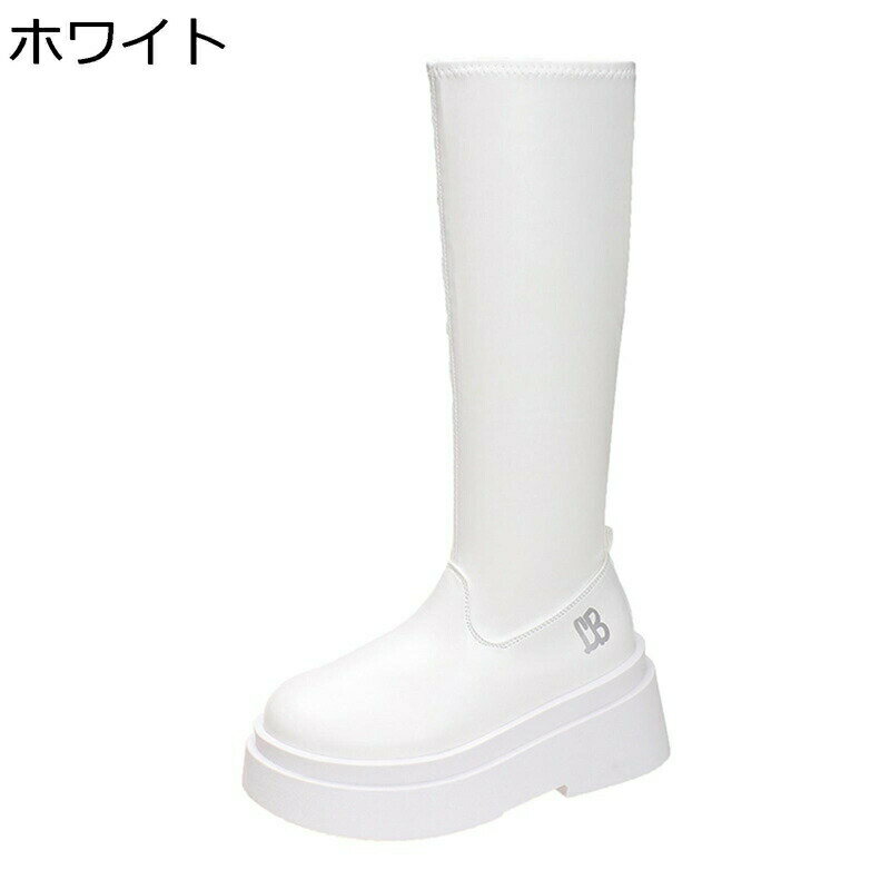 秋冬 ロングブーツ レディース ストレッチ 長ブーツ 高筒 厚底ブーツ ストレッチ プラットフォーム ブーツ カジュアル ラウンドトゥ オシャレ クッション性 軽量 履き心地いい デイリー デート
