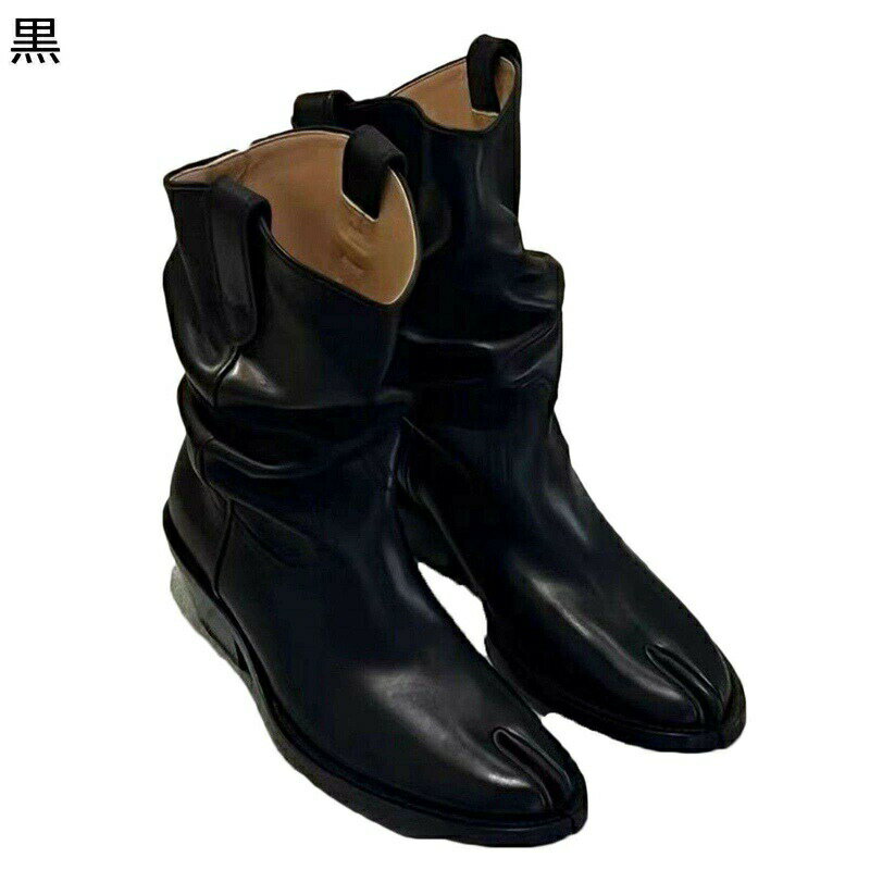 ウエスタンブーツ 本革 ポインテッドトゥ チャンキーヒール レディース ショットブーツ ゆったり 牛革 ..