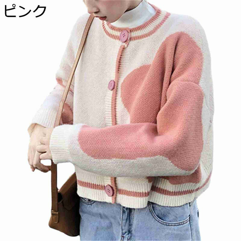 レディース カーディガン ニット セーター アンシンメトリー 丸首 クルーネック ショート 秋 冬 ゆる ストレッチ コート アウター 可愛い 保温 スエット ...