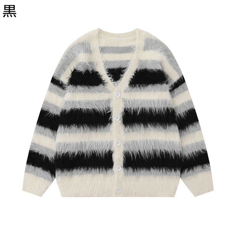 カーディガン ストライプ コンビ ニット レディース 重ね着 体型カバー ボタン付き アウター ショール Vネック 長袖 暖かい 秋冬用 ゆったり コート 羽織...