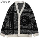 ニット カーディガン メンズ 秋冬 セーター Vネック 総柄 プリント ゆったり ストリート 個性 カシミアタッチ ニットセーター カジュアル 前開き ボタン ...
