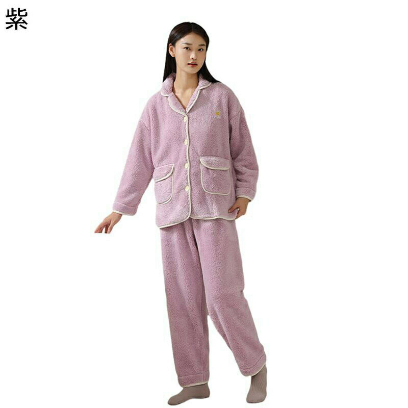 ネルパジャマ レディース メンズ 寝間着 ルームウェア 上下set 保温防寒 暖か 寝巻き シンプル もこもこ 厚い 快適 ゆったり 秋冬向き フランネル お揃い ナイトウェア 女の子 便利服 おしゃれ