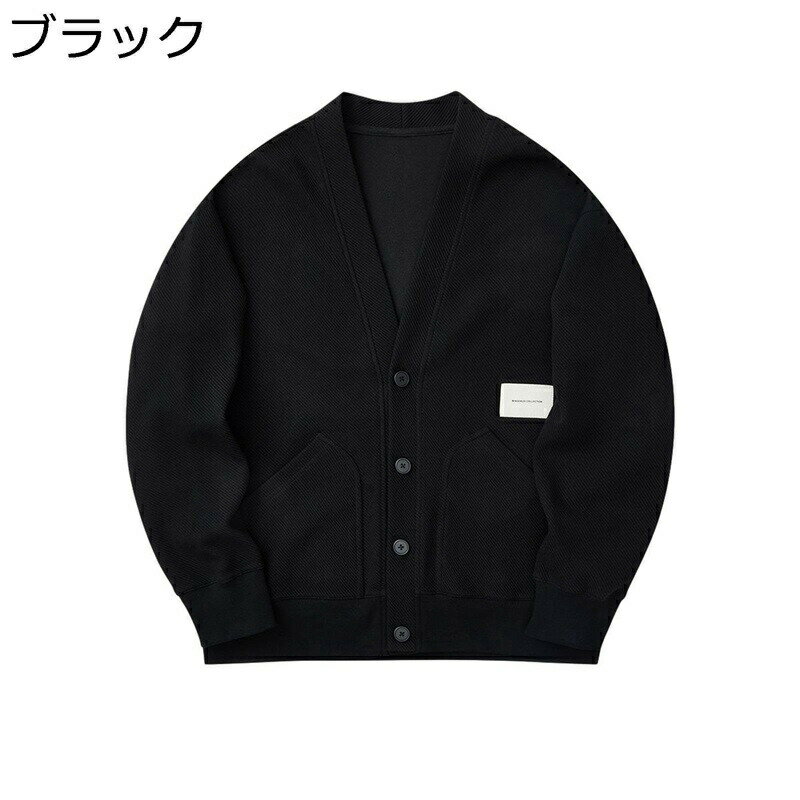 メンズ カーディガン 開襟シャツ 長袖 春秋 青年 Vネック ワンポイント ステッチ レイヤード シングルブレスト ゆったり おしゃれ カジュアル カッコイイ 快適な 通学 通勤