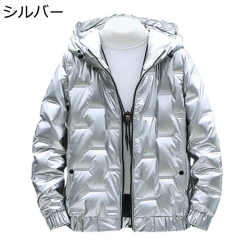 ジャケット メンズ 冬用 ダウンジャケット ショート丈 ダウンコート オシャレ エナメル 光沢 防水 防風 フード付き 50%ダウン ゆったり 厚手 防寒着 保温性 暖かい カジュアル ブルゾン 冬服