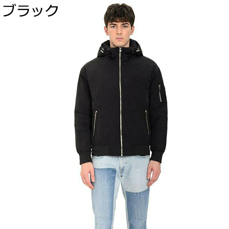 ダウンブルゾン メンズ ダウンジャケット フード付き スタジャン フェザー ダウン 紳士 シンプル 厚手 保温 ゆったり M-3XL ショットコート 男性用 無地 アウター シンプル おしゃれ 防寒 防風