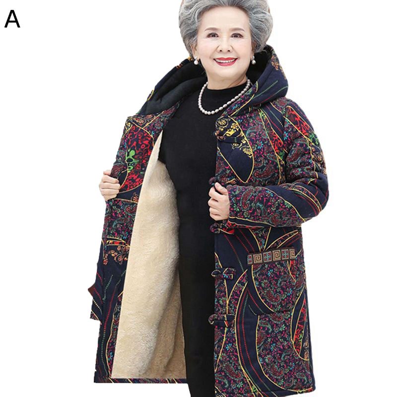 高齢者コート 中綿ジャケット 裏起毛 秋冬 レディース 暖かい 保温防寒 フード付き ロング丈 大きいサイズ アウター ブルゾン 分厚い ファッション 50代 60代 70代 80代 おばあちゃん 防風トップス(4.0)