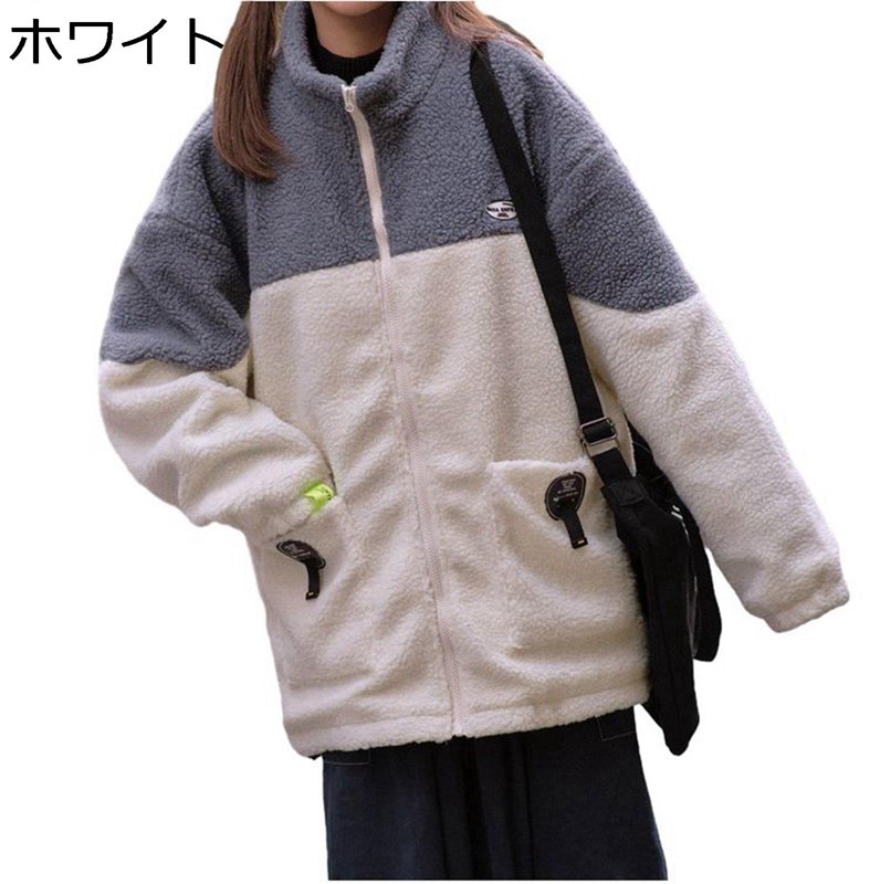 ボアジャケット レディース 男女兼用 ボアコート 裏起毛コート 防寒着 厚手 もこもこ 暖かい 中綿ジャケット 冬服 女性 ファッション ミリタリーコート 韓国風 20代 30代 通学 コンパクト 体型カバーのサムネイル