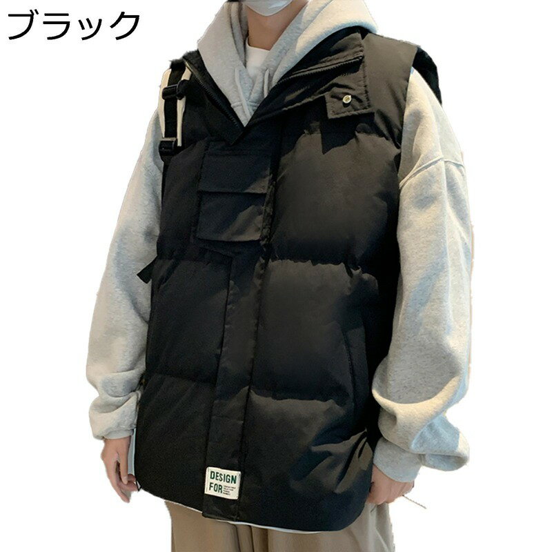 ダウンベスト レトロ スタンドカラー ポケット付き ノースリーブ メンズ 防寒 チョッキ 秋冬 フルジップ 袖なしコート 無袖ジャケット ファション カジュアル 軽量 ワイド 極暖 デイリー