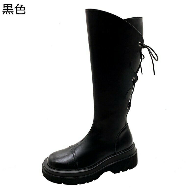 ジョッキーブーツ レディース 厚底 サイドジップ ロングブーツ 膝下 バック編み 合成皮革 足細 コンフォート 履きやすい 痛くない 無地 クラシック 秋冬春 防水防滑 イベント カジュアル アウトドア