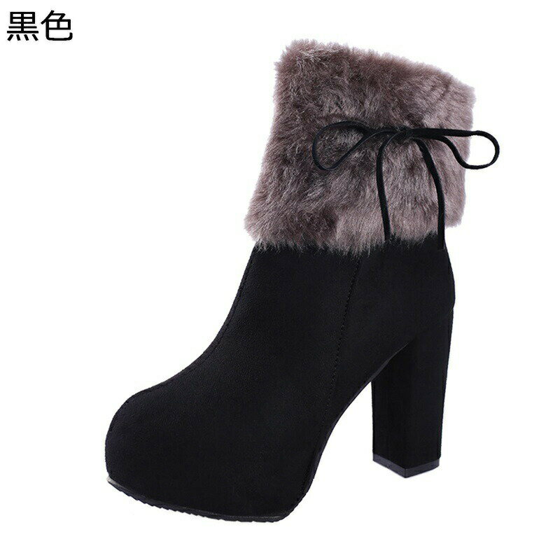 レディース ウィンターブーツ ショートブーツ ミドルカット 冬用 裏ボア チャンキーヒール サイドジップ 前厚 ハイヒール 滑り止め 綿靴 幅広 柔らかい 短靴 耐久性 撥水 柔らか 通勤 カジュアル 雪靴