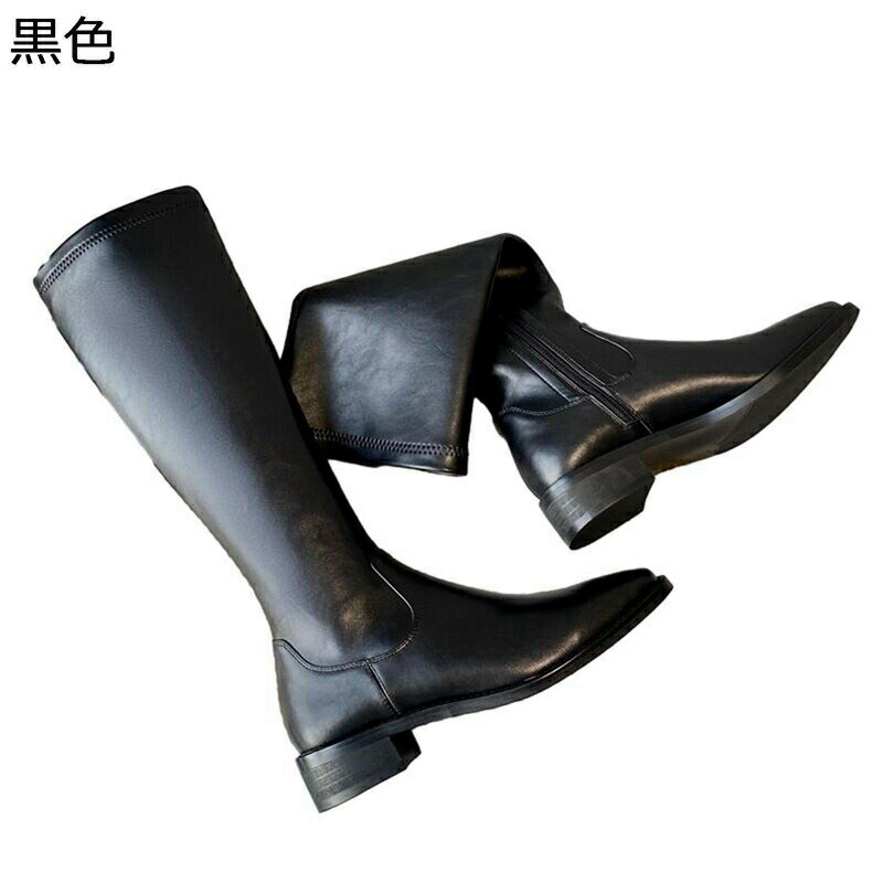 ジョッキーブーツ ロングブーツ レディース ハーフ丈 高筒 サイドジップ 合成皮革 足細く見え 軽量 秋冬 スクエアトゥ おしゃれ 可愛い ファッション 滑り止め カジュアル コスプレ 無地 渋谷 原宿